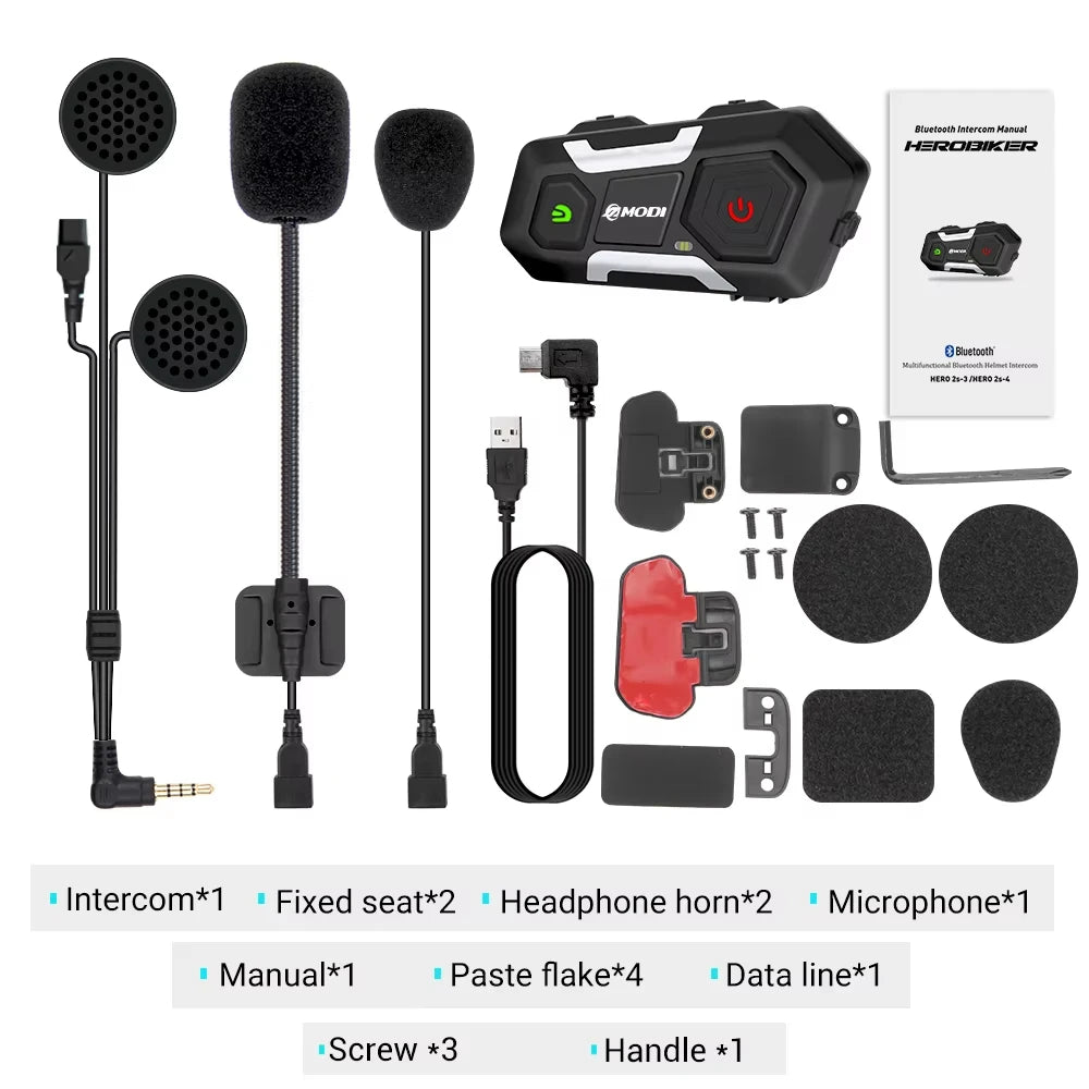 Waterproof Motorcycle Intercom Helmet Headset Helmet Speaker Interphone Moto Headset Wireless Intercomunicador 1200M