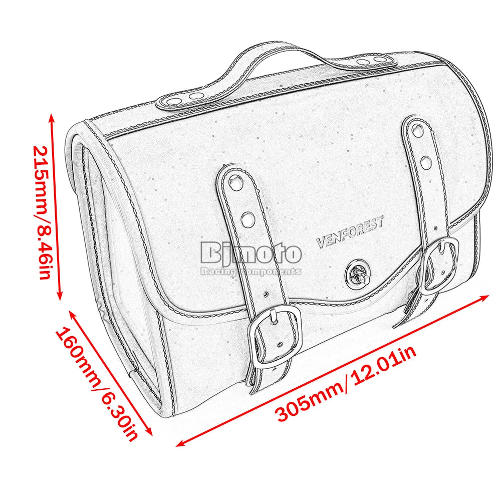 Universal Motorcycle Saddlebag Side Bag  PU Waterproof Travel Bag for Honda Yamaha Suzuki Kawasaki