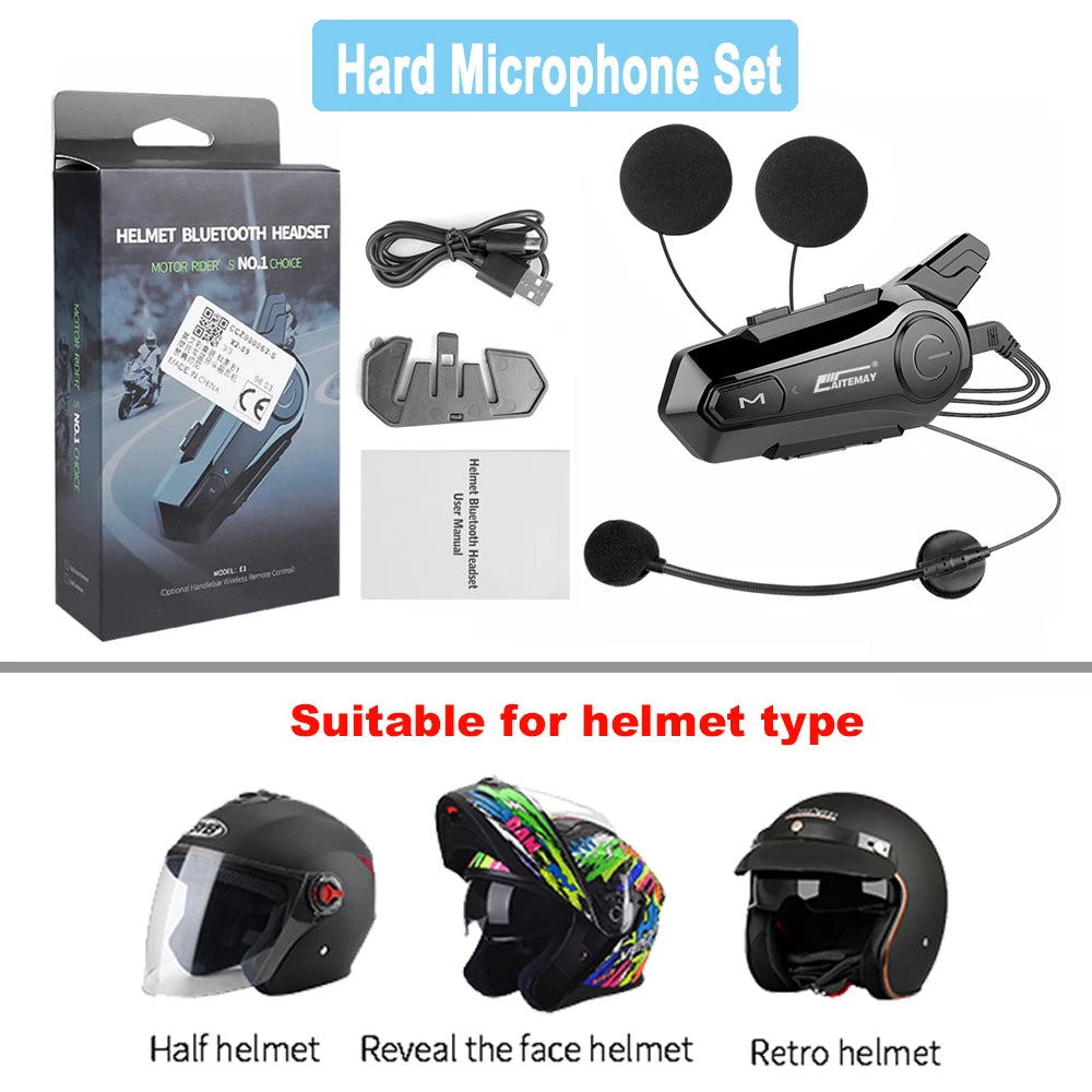 Moto Helmet Intercom Headset Bluetooth-compatible 5.0 Motorcycle Earphones Wireless Interphone Speaker Headphone Handsfree Call