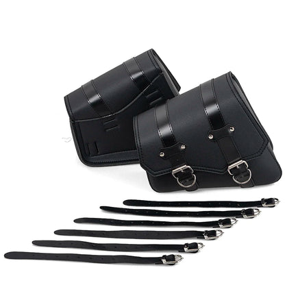 Motorcycle Side Saddle Bags PU Leather Swing Arm Tool Bag Bottle Holder Cafe Racer Storage Luggage Bag Waterproof For Cruiser