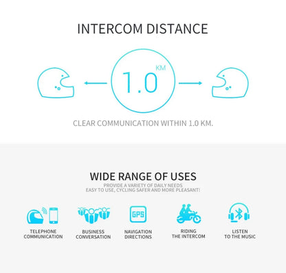 Waterproof Motorcycle Intercom Helmet Headset Helmet Speaker Interphone Moto Headset Wireless Intercomunicador 1200M