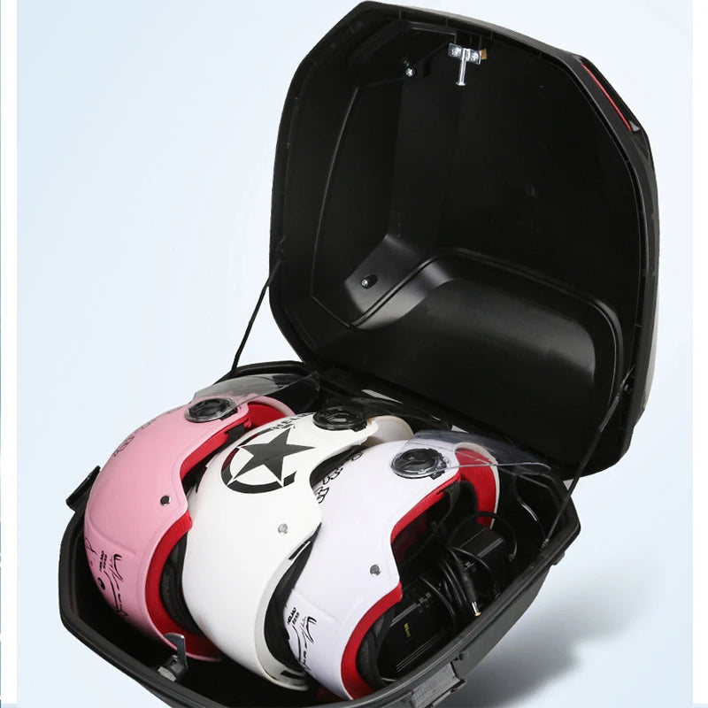 Motorcycle Tail Box Scooter Boots Trunk Cool ABS+PP Solid Case For Full Helmet Storage Organizer luggage Box Tail Box Back