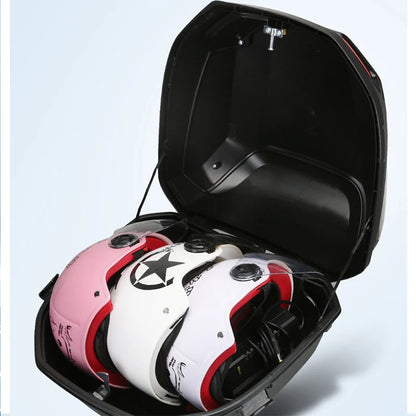 Motorcycle Tail Box Scooter Boots Trunk Cool ABS+PP Solid Case For Full Helmet Storage Organizer luggage Box Tail Box Back