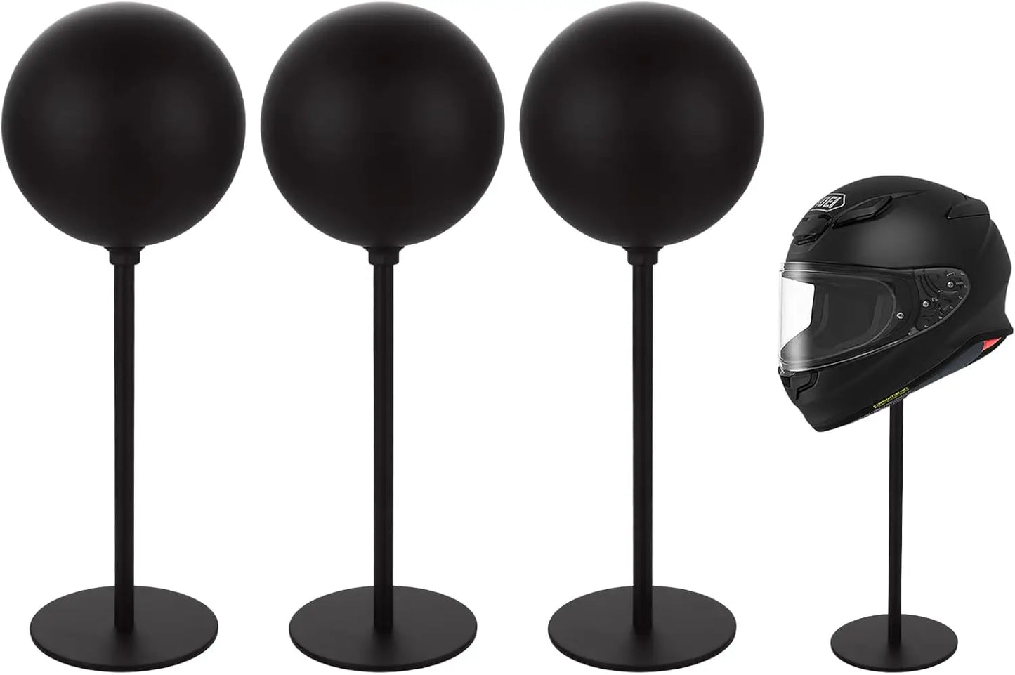 Helmet Stands, Rotatable, for Motorcycle Helmets, Hats, Hats and Rugby Helmets, Black, 3 Pieces Standing Helmet Stand
