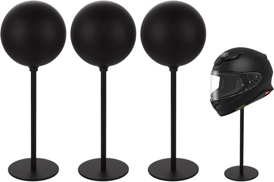 Helmet Stands, Rotatable, for Motorcycle Helmets, Hats, Hats and Rugby Helmets, Black, 3 Pieces Standing Helmet Stand
