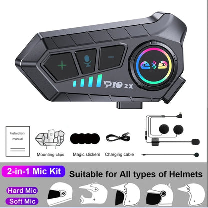 Kebidumei YP10 2X Wireless Bluetooth5.3 Motorcycle Helmet Intercom Headset Waterproof 300 m Intercomunicador Speaker Earphone