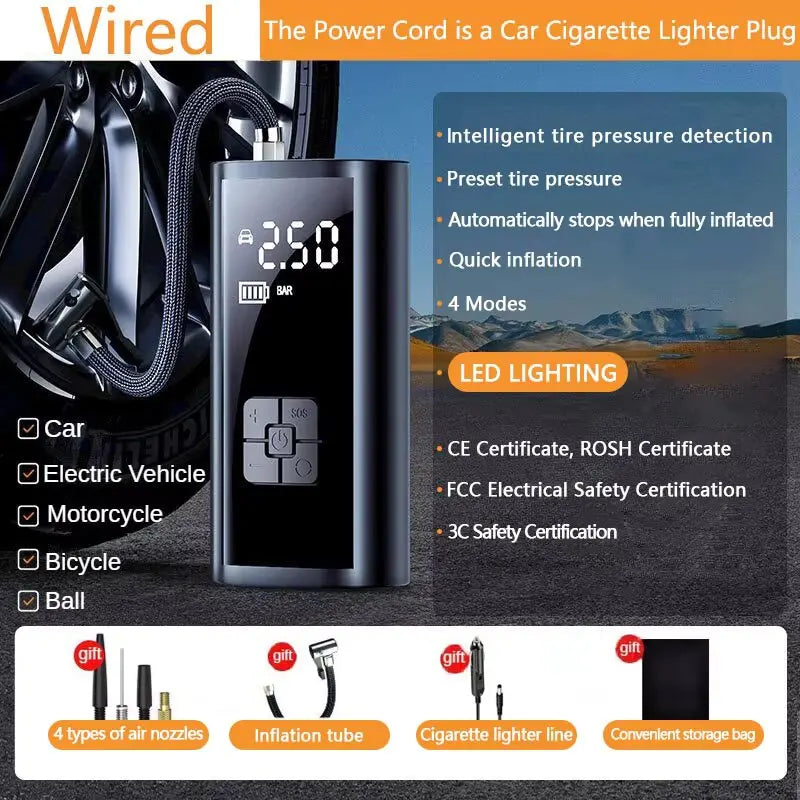 Air Compressor Air Pump For Car Portable Tyre Inflator Electric Motorcycle Pump Air Compressor For Car Motorcycles Bicycles new