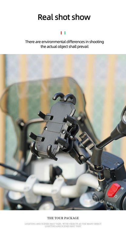 Motorcycle Phone Mount Holder With Shock Absorption & Shockproof Clip - Secure Phone Mount for Motorcycle Riding phone holder