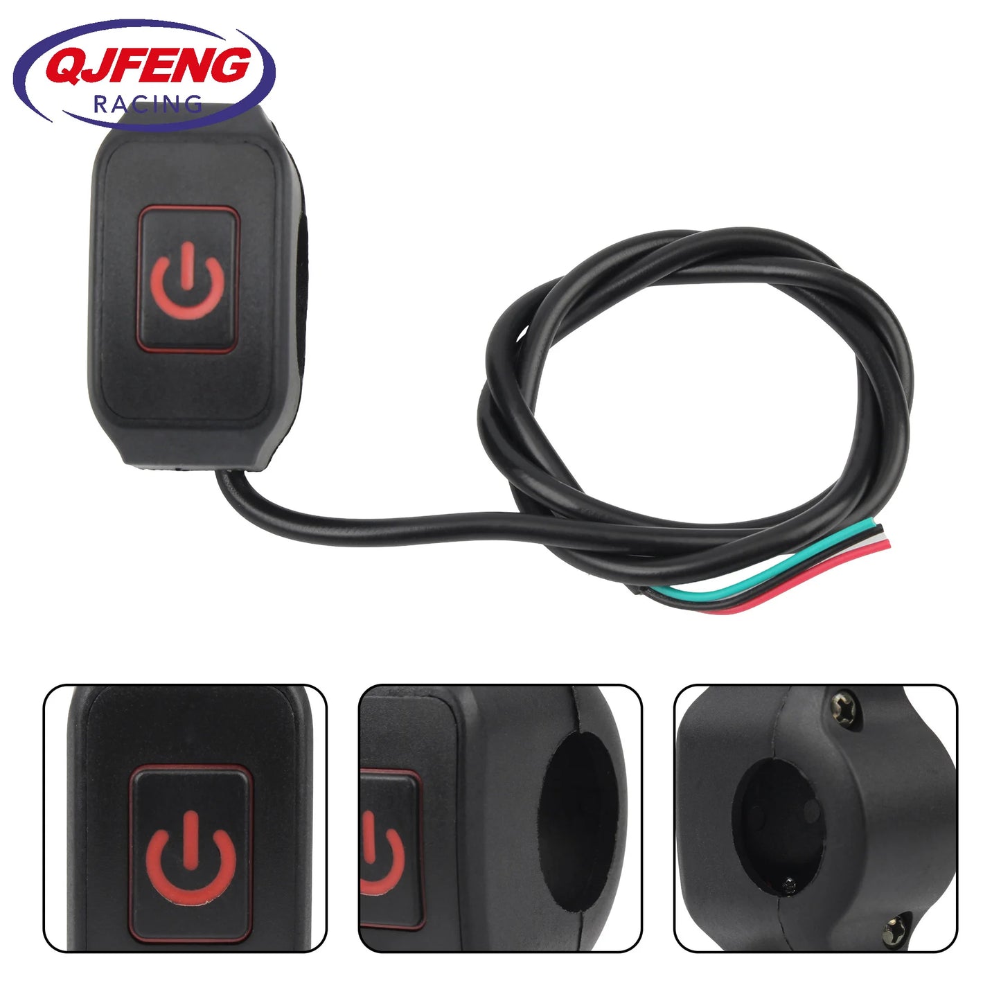 Motorcycle Switch Button 12V 22MM Waterproof With LED Light Scooters Modified Control Parts ON/OFF Display Lamp Switch