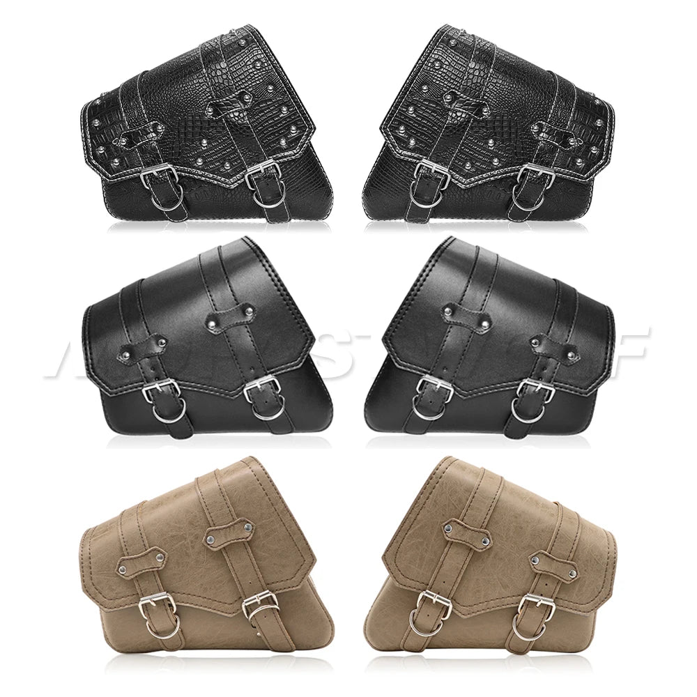 Motorcycle Bag For Harley Sportster Honda Suzuki Yamaha Kawasaki Leather Motorcycle Saddle Bag Waterproof Side Bags Tool Pouch