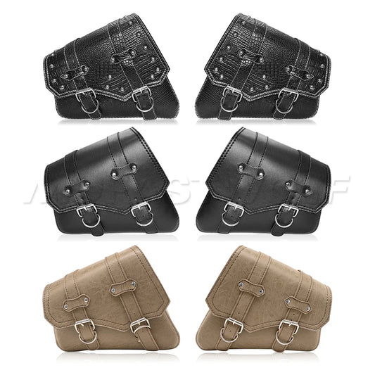 Motorcycle Bag For Harley Sportster Honda Suzuki Yamaha Kawasaki Leather Motorcycle Saddle Bag Waterproof Side Bags Tool Pouch