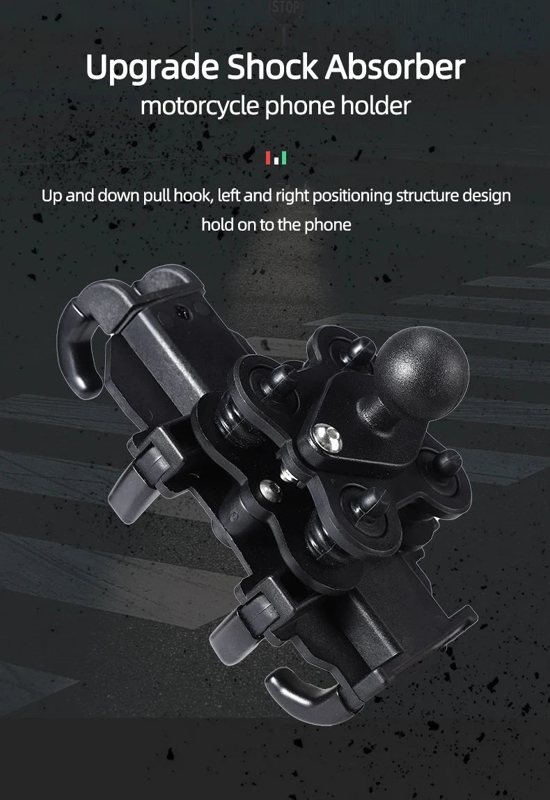 Motorcycle Phone Mount Holder With Shock Absorption & Shockproof Clip - Secure Phone Mount for Motorcycle Riding phone holder