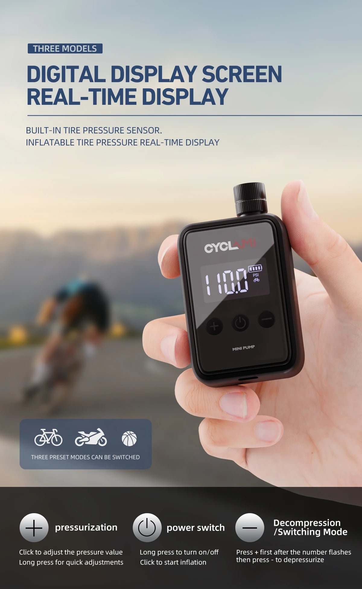 150PSI Portable Pocket Bike Electric Air Pump Schrader Presta Valve MTB MINI Rechargeable Compressor Tire Inflator CYCLAMI HW125
