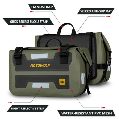 Motorcycle Outdoor Long-Distance Riding Large Capacity Side Bag Side Storage Waterproof Saddle Bag Back Seat Storage Bag SideBag