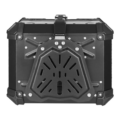 65L Motorcycle Top Box Aluminum Rear Luggage Storage Tool Case Universal Motorbike Tail Box with Fitting Plate and Fixings