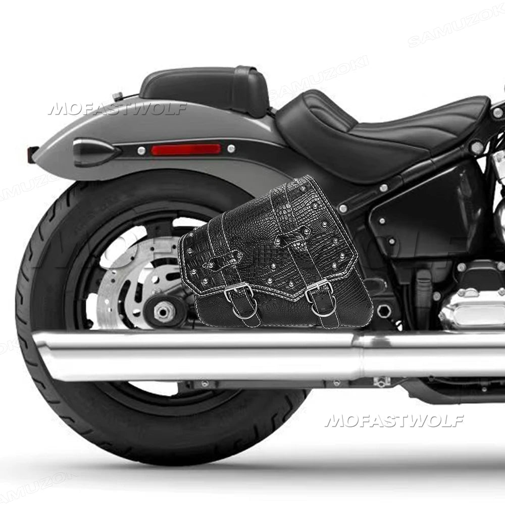 Motorcycle Bag For Harley Sportster Honda Suzuki Yamaha Kawasaki Leather Motorcycle Saddle Bag Waterproof Side Bags Tool Pouch