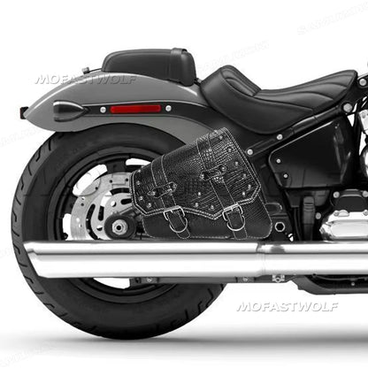 Motorcycle Bag For Harley Sportster Honda Suzuki Yamaha Kawasaki Leather Motorcycle Saddle Bag Waterproof Side Bags Tool Pouch