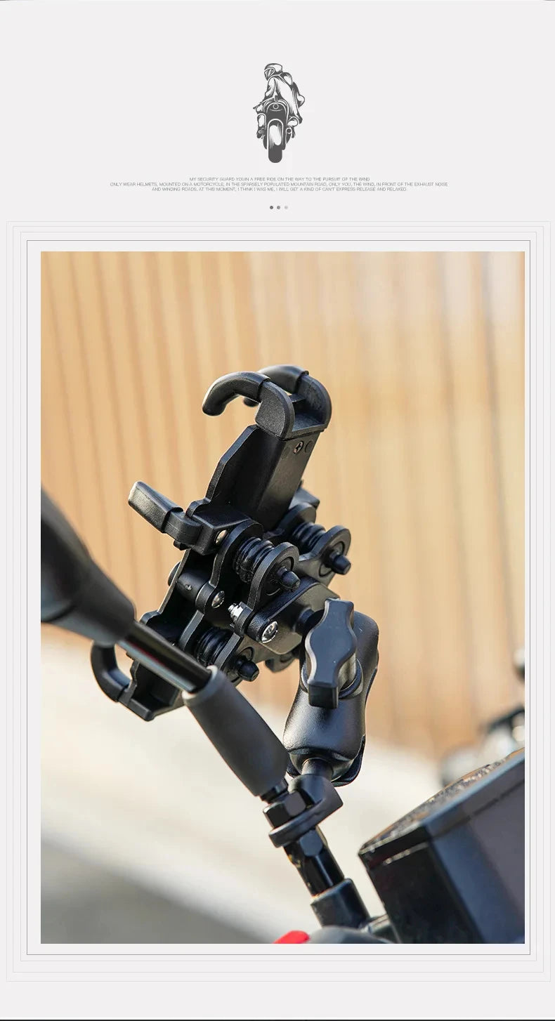 Motorcycle Phone Mount Holder With Shock Absorption & Shockproof Clip - Secure Phone Mount for Motorcycle Riding phone holder