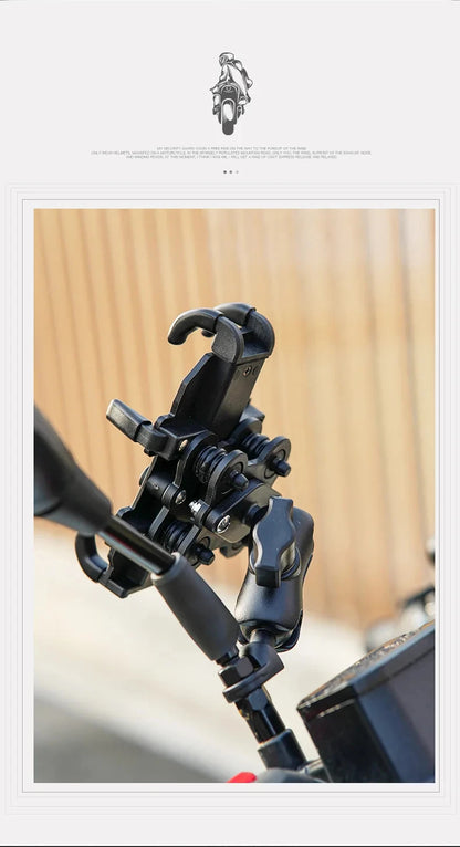 Motorcycle Phone Mount Holder With Shock Absorption & Shockproof Clip - Secure Phone Mount for Motorcycle Riding phone holder