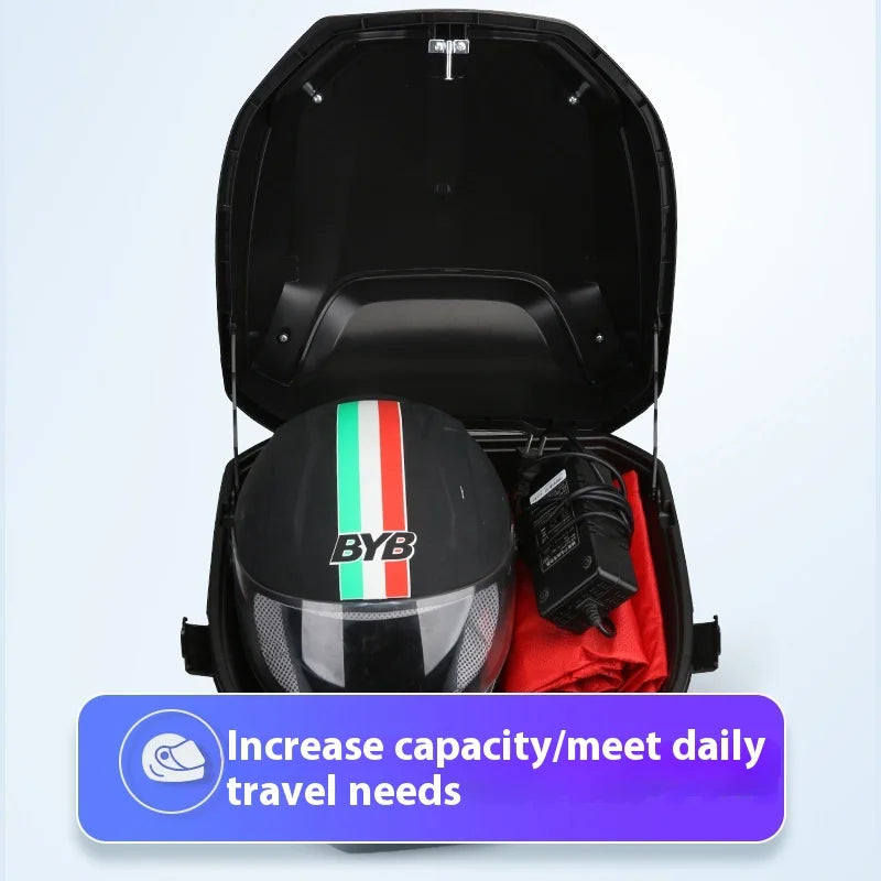 Motorcycle Tail Box Scooter Boots Trunk Cool ABS+PP Solid Case For Full Helmet Storage Organizer luggage Box Tail Box Back