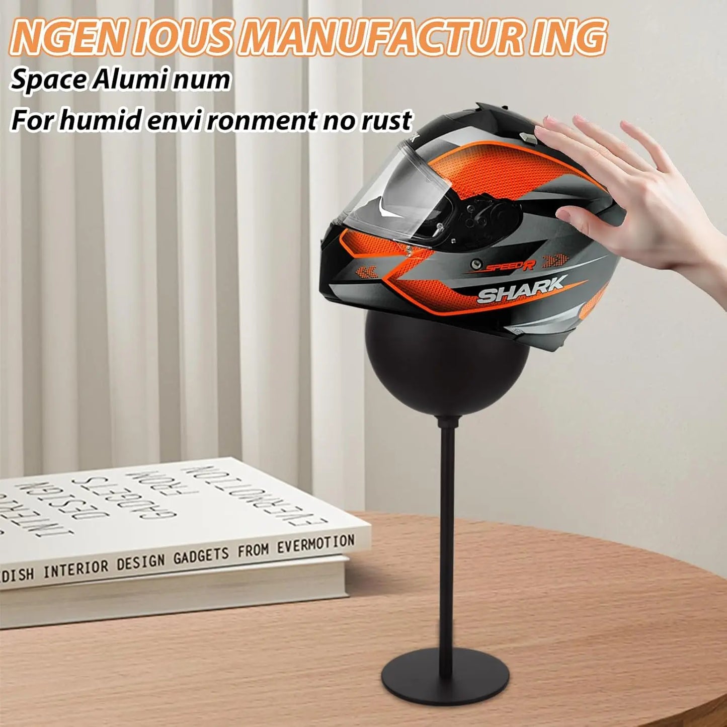 Helmet Stands, Rotatable, for Motorcycle Helmets, Hats, Hats and Rugby Helmets, Black, 3 Pieces Standing Helmet Stand