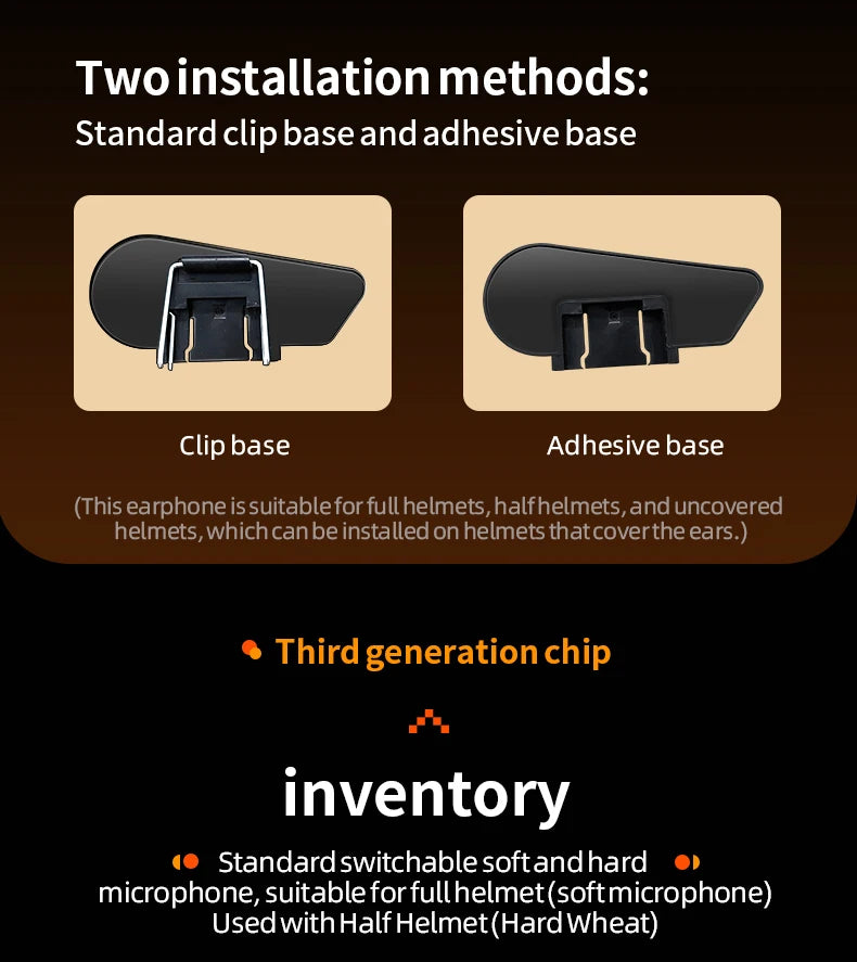 Bluetooth Motorcycle Helmet Headset Headphone Wireless Motor Bike Handsfree Stereo Earphone Speaker Noise Reduction With Mic