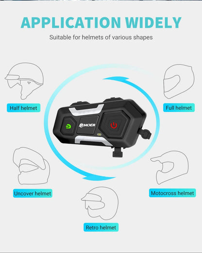 Waterproof Motorcycle Intercom Helmet Headset Helmet Speaker Interphone Moto Headset Wireless Intercomunicador 1200M