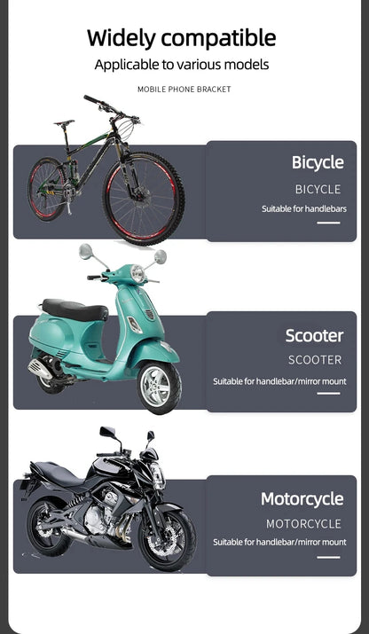 Motorcycle Phone Mount Holder With Shock Absorption & Shockproof Clip - Secure Phone Mount for Motorcycle Riding phone holder