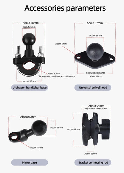 Motorcycle Phone Mount Holder With Shock Absorption & Shockproof Clip - Secure Phone Mount for Motorcycle Riding phone holder