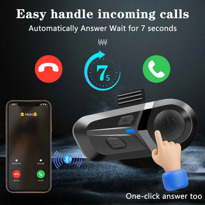 Bluetooth 5.3 Helmet Headset Wireless Hands-free Call Phone Kit Motorcycle Waterproof Earphone Music Player Speaker Moto