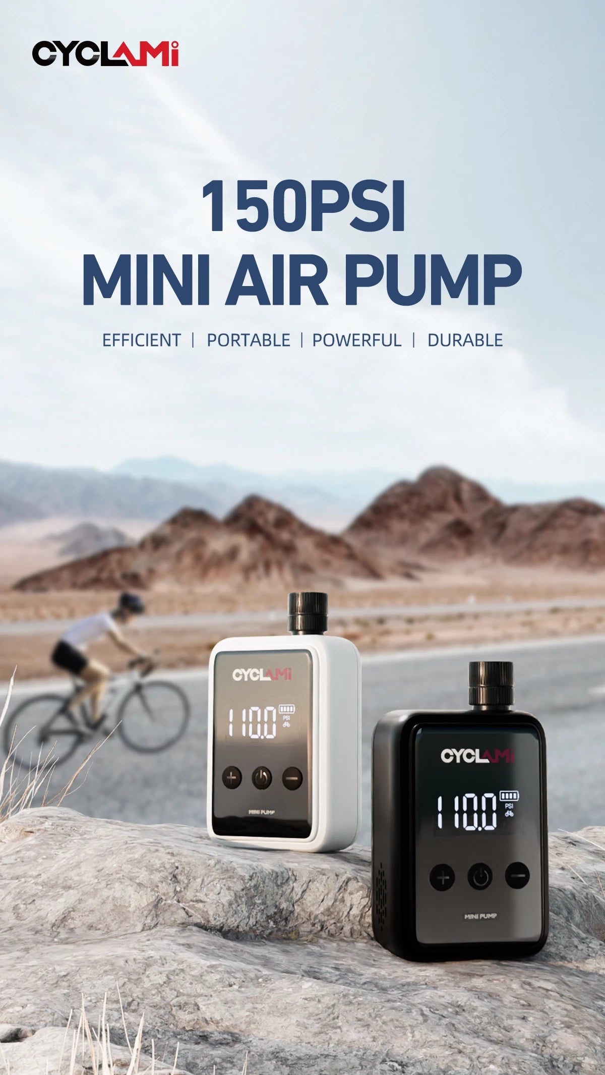 150PSI Portable Pocket Bike Electric Air Pump Schrader Presta Valve MTB MINI Rechargeable Compressor Tire Inflator CYCLAMI HW125