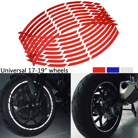 Car Motorcycle Tire Rim Stickers 17"-19" Reflective Wheel Tyre Sticker Decors Motorbike Auto Decals