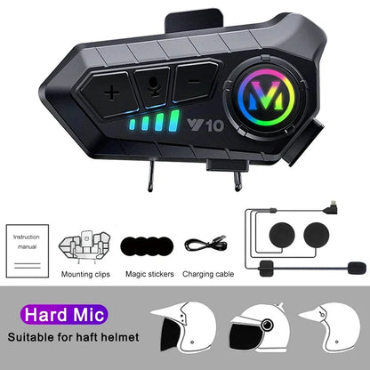 Helmet Bluetooth 5.3 Headset 2000Mah Ultra-Long Life Waterproof Noise Reduction High Definition MP3 Music Player Speaker