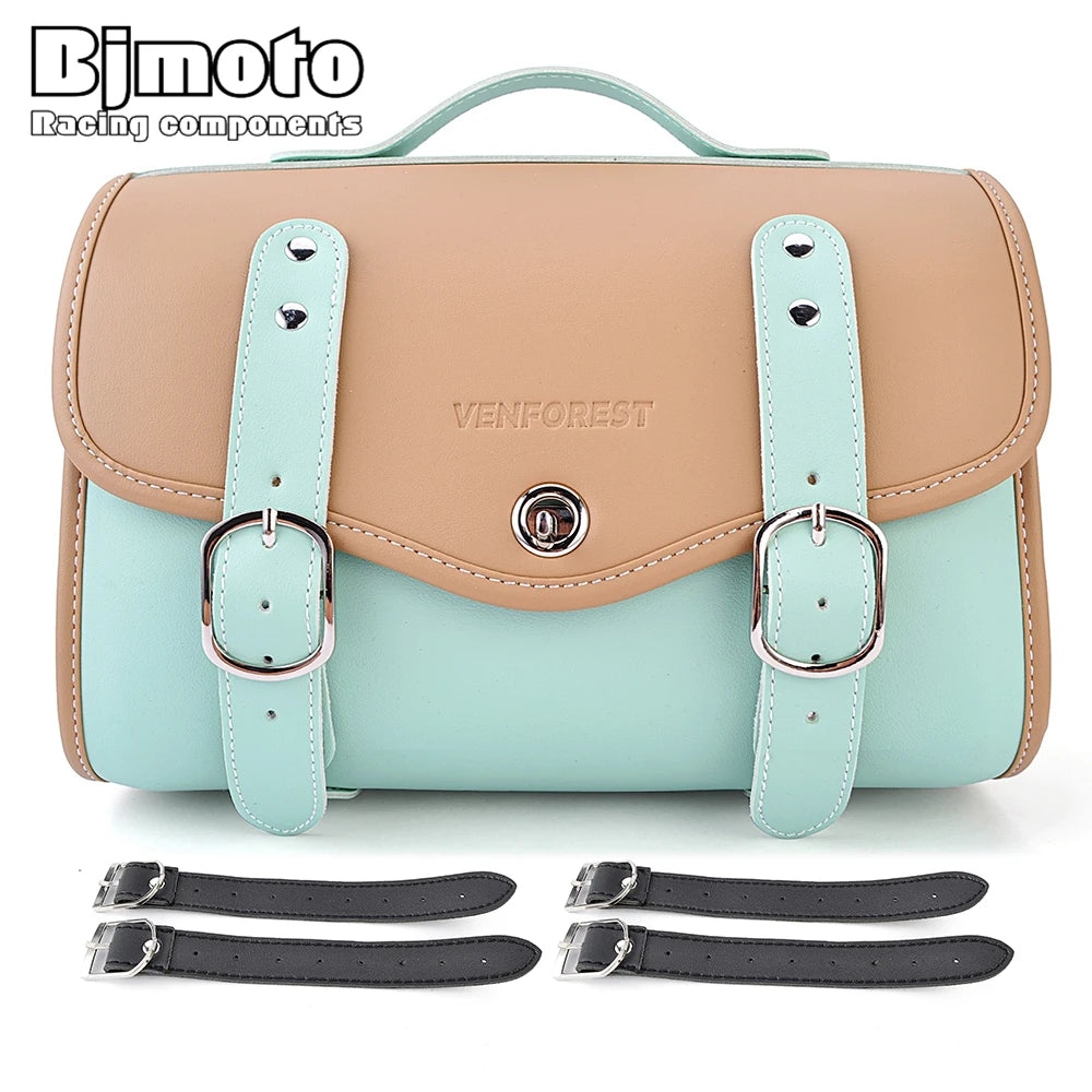 Universal Motorcycle Saddlebag Side Bag  PU Waterproof Travel Bag for Honda Yamaha Suzuki Kawasaki