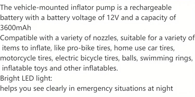 Air Compressor Air Pump For Car Portable Tyre Inflator Electric Motorcycle Pump Air Compressor For Car Motorcycles Bicycles