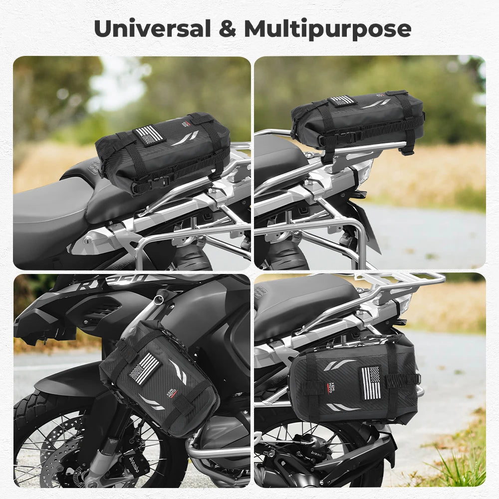 Motorcycle Side Bags 3.5L Waterproof Outdoor Adventure Crash Bar Fender Bag Motorbike Motocross Dirt Bike Frame Tool Saddle Bag