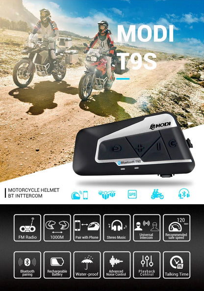 Waterproof Motorcycle Intercom Helmet Headset Helmet Speaker Interphone Moto Headset Wireless Intercomunicador 1200M