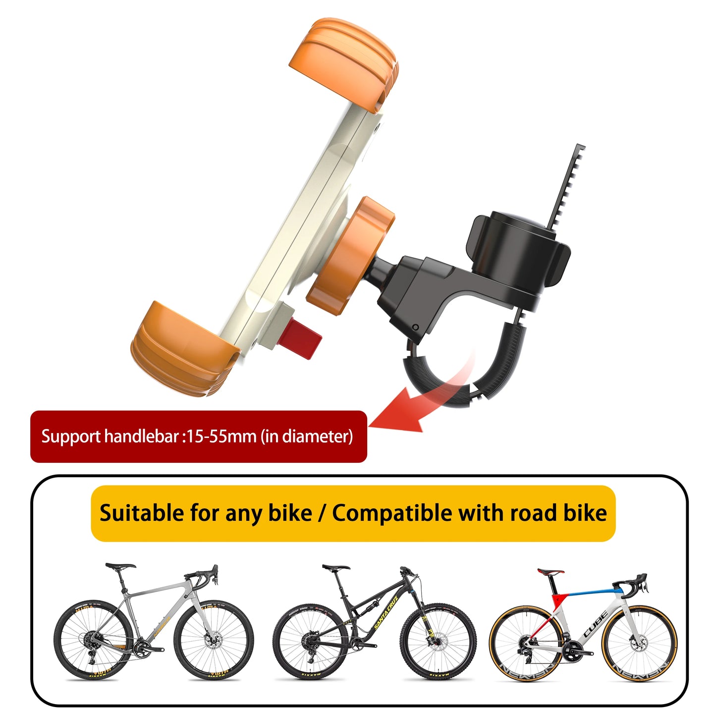 Bike Phone Holder, [2024 Upgrade] Motorcycle Phone Mount, Bicycle Phone Holder, Handlebar Phone Mount, iPhone Bike Mount, Bike A