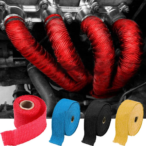 Motorcycle Car Exhaust Pipe Wrap Tape Heat Wrap Blue Black 1.5 Meters Car Exhaust Pipe Wrap Insulation Fiber Tape Auto Accessory