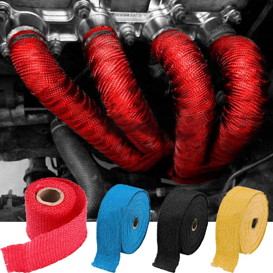 Motorcycle Car Exhaust Pipe Wrap Tape Heat Wrap Blue Black 1.5 Meters Car Exhaust Pipe Wrap Insulation Fiber Tape Auto Accessory
