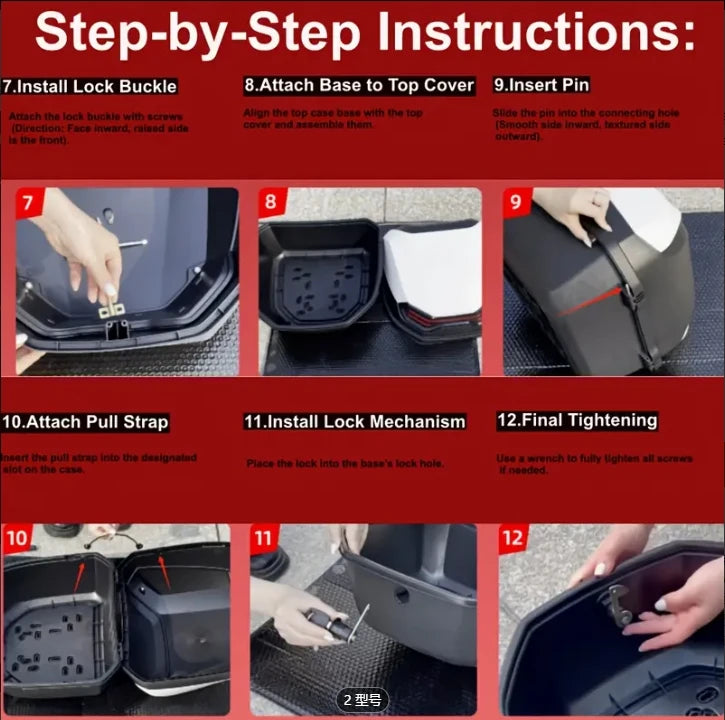 1pc 35L Motorcycle Top Box, Motorcycle Trunk ABS Material Wear-Resistant with Lock, Motorcycle Accessories,Motorcycle Helmet