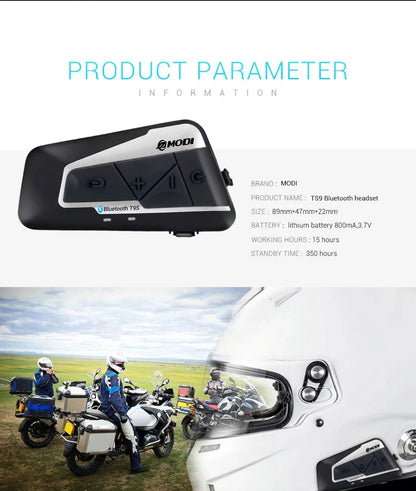 Waterproof Motorcycle Intercom Helmet Headset Helmet Speaker Interphone Moto Headset Wireless Intercomunicador 1200M