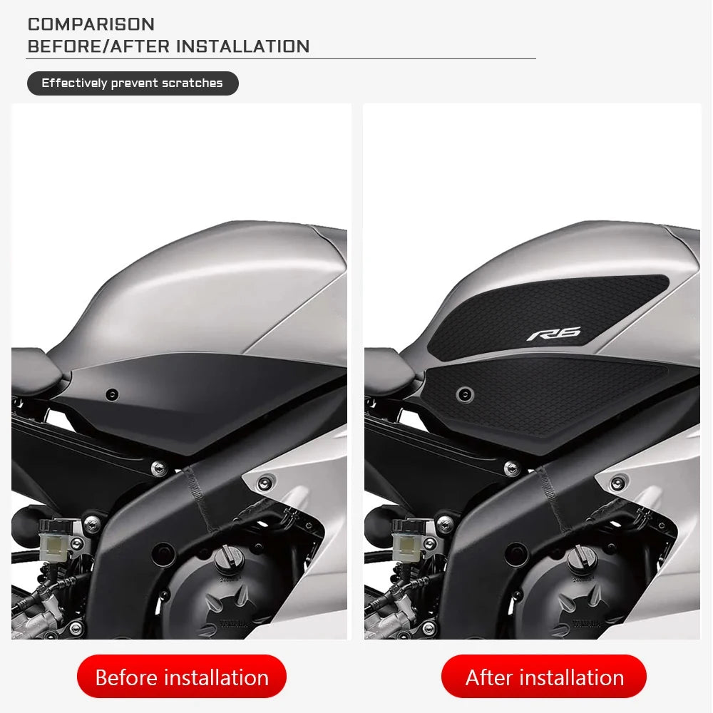 Motorcycle Tank Grip Side Decals Anti Slip Tank Pad Stickers For Yamaha GYTR YZF R6 2017 GYTR YZF R6 RACE 2022 2023 tank grips
