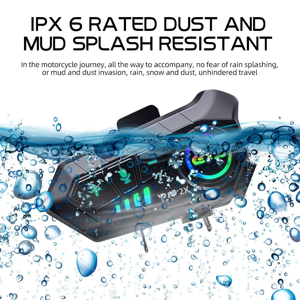 Kebidumei YP10 2X Wireless Bluetooth5.3 Motorcycle Helmet Intercom Headset Waterproof 300 m Intercomunicador Speaker Earphone