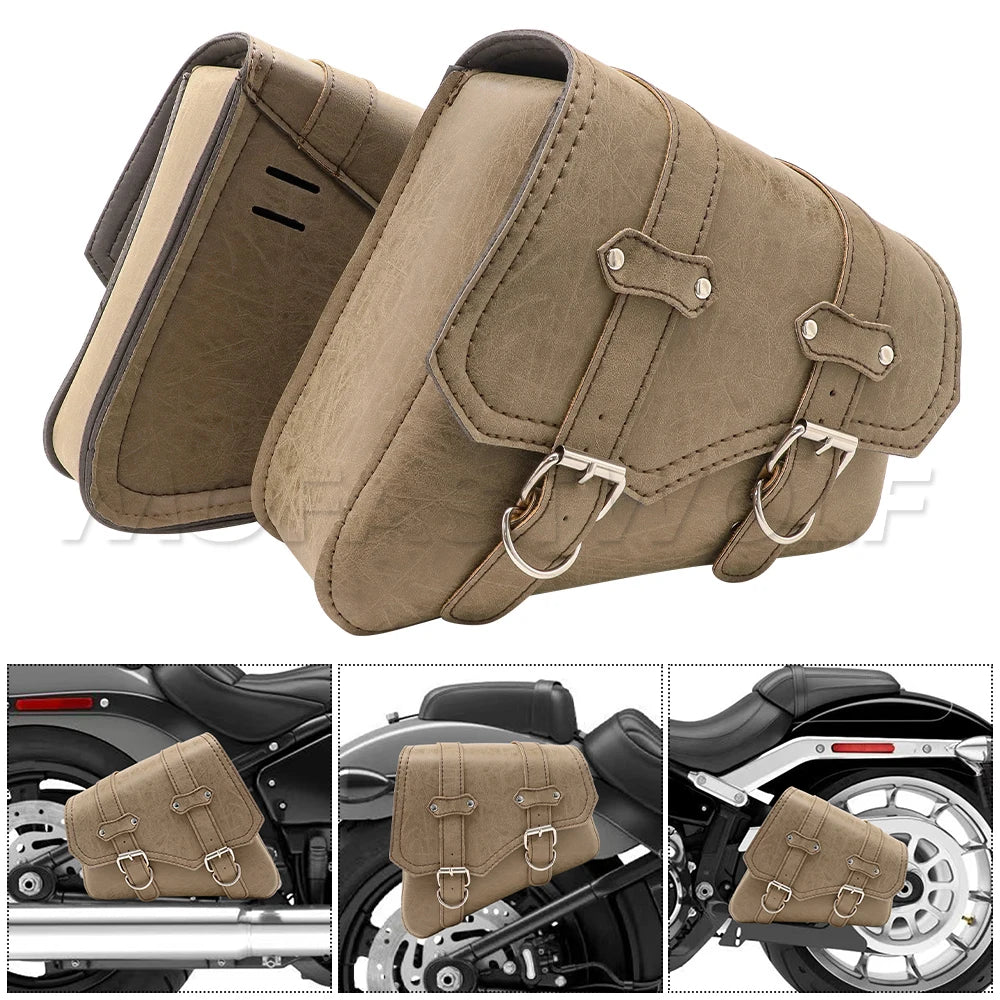 Motorcycle Bag For Harley Sportster Honda Suzuki Yamaha Kawasaki Leather Motorcycle Saddle Bag Waterproof Side Bags Tool Pouch