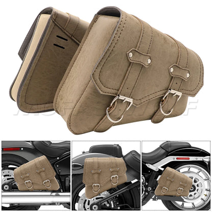 Motorcycle Bag For Harley Sportster Honda Suzuki Yamaha Kawasaki Leather Motorcycle Saddle Bag Waterproof Side Bags Tool Pouch