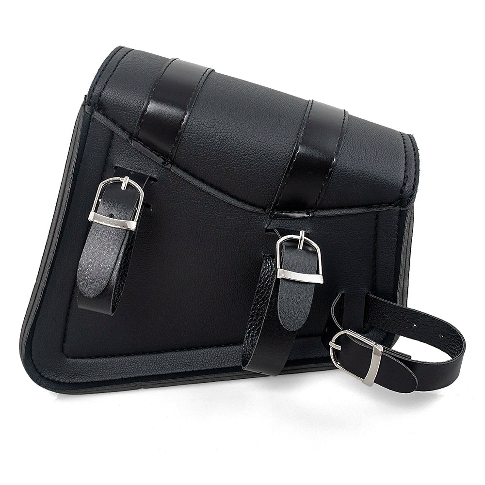 Motorcycle Side Saddle Bags PU Leather Swing Arm Tool Bag Bottle Holder Cafe Racer Storage Luggage Bag Waterproof For Cruiser