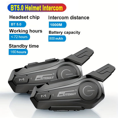 Moto Helmet Intercom Headset Bluetooth-compatible 5.0 Motorcycle Earphones Wireless Interphone Speaker Headphone Handsfree Call