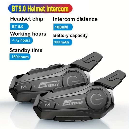 Moto Helmet Intercom Headset Bluetooth-compatible 5.0 Motorcycle Earphones Wireless Interphone Speaker Headphone Handsfree Call