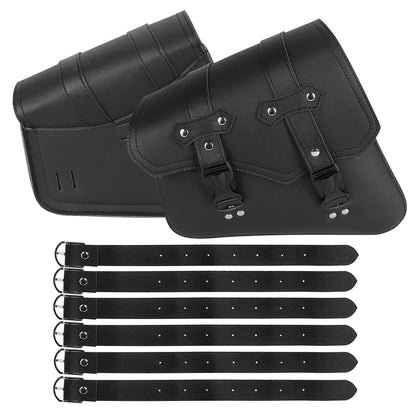 Black Motorcycle Saddlebags Side Tool Bag Luggage Saddle Bags Pouch PU Leather Universal For Honda Suzuki Kawasaki Yamaha